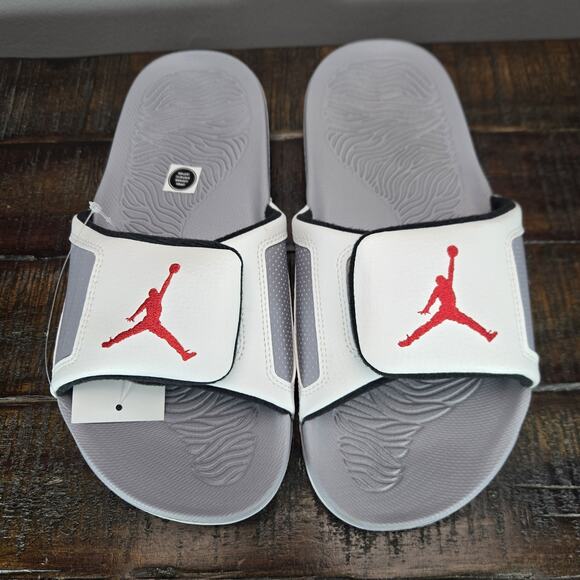 NEW Nike Air Jordan Hydro III Retro Slides Mens Size 8 White/Cement 854556-101 - Picture 2 of 12